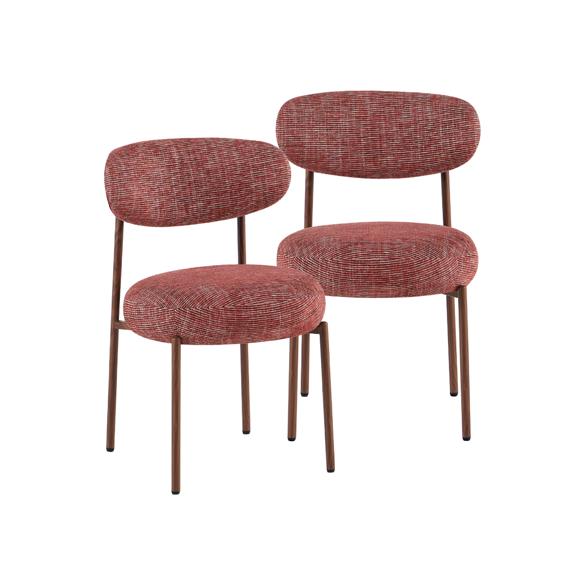 Chaise en tissu acajou chiné et pieds en métal effet bois Janis (lot de 2)