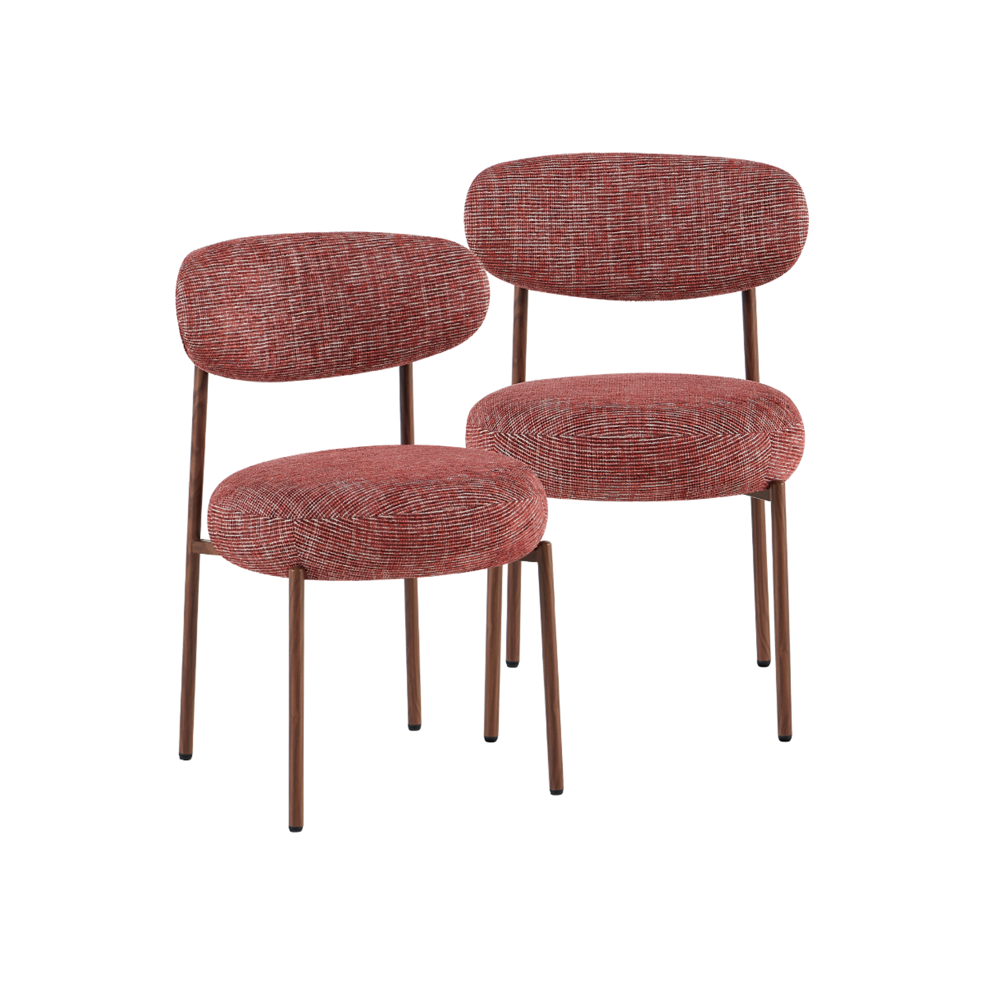 Chaise en tissu acajou chiné et pieds en métal effet bois Janis (lot de 2)