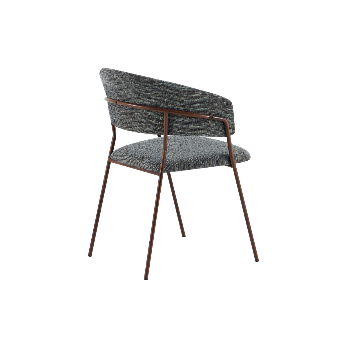 Chaise arrondie tissu gris chiné et pieds en métal effet bois Kanoa (lot de 2)