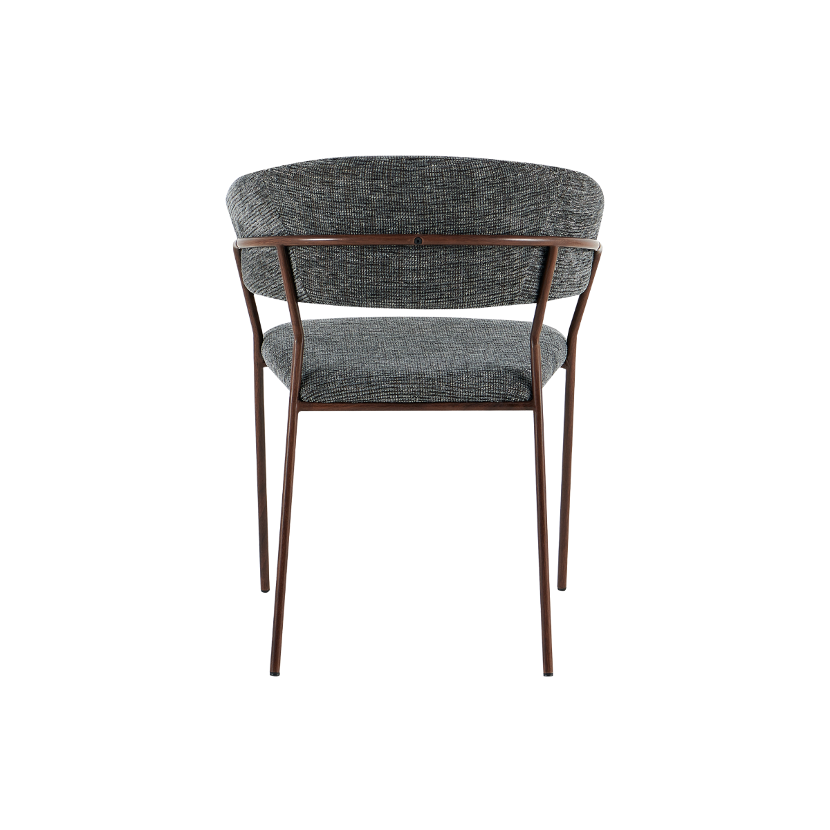 Chaise arrondie tissu gris chiné et pieds en métal effet bois Kanoa (lot de 2)