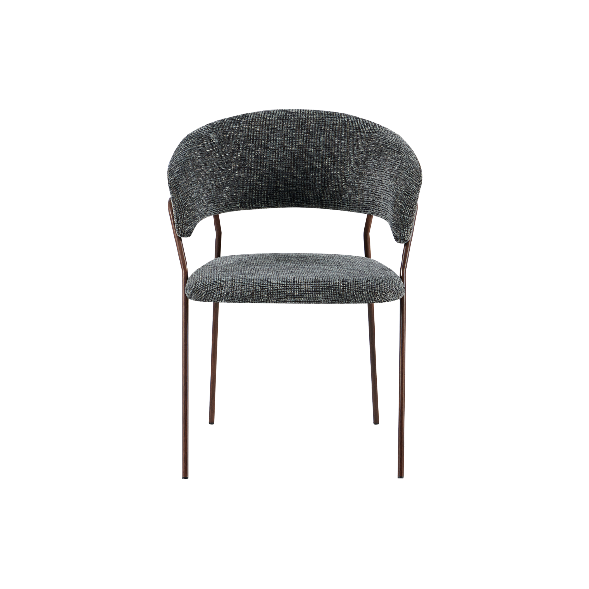 Chaise arrondie tissu gris chiné et pieds en métal effet bois Kanoa (lot de 2)