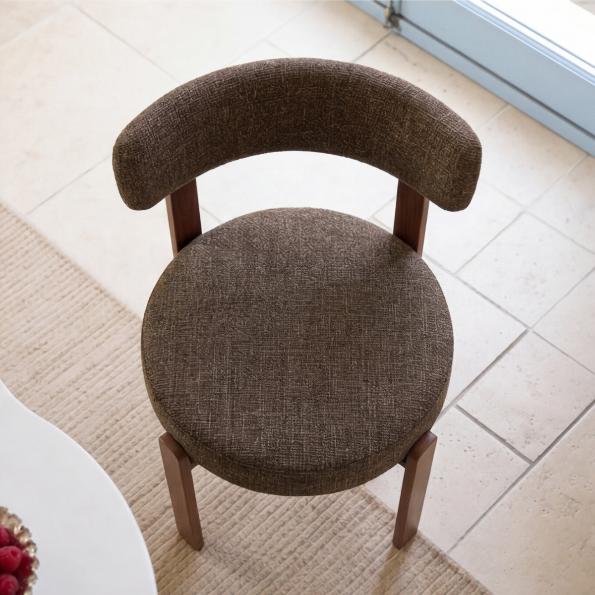Chaise en tissu marron et métal effet bois Manon (lot de 2)