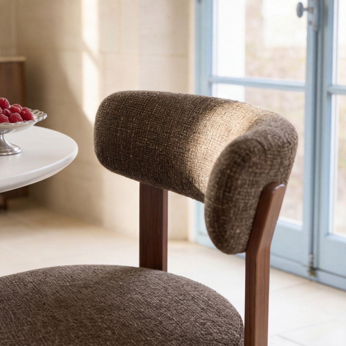 Chaise en tissu marron et métal effet bois Manon (lot de 2)