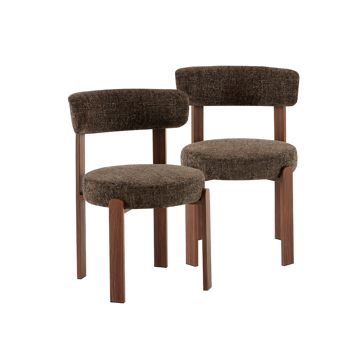 Chaise en tissu marron et métal effet bois Manon (lot de 2)