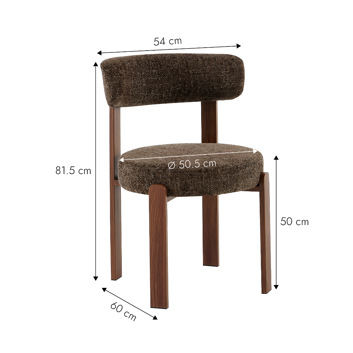 Chaise en tissu marron et métal effet bois Manon (lot de 2)