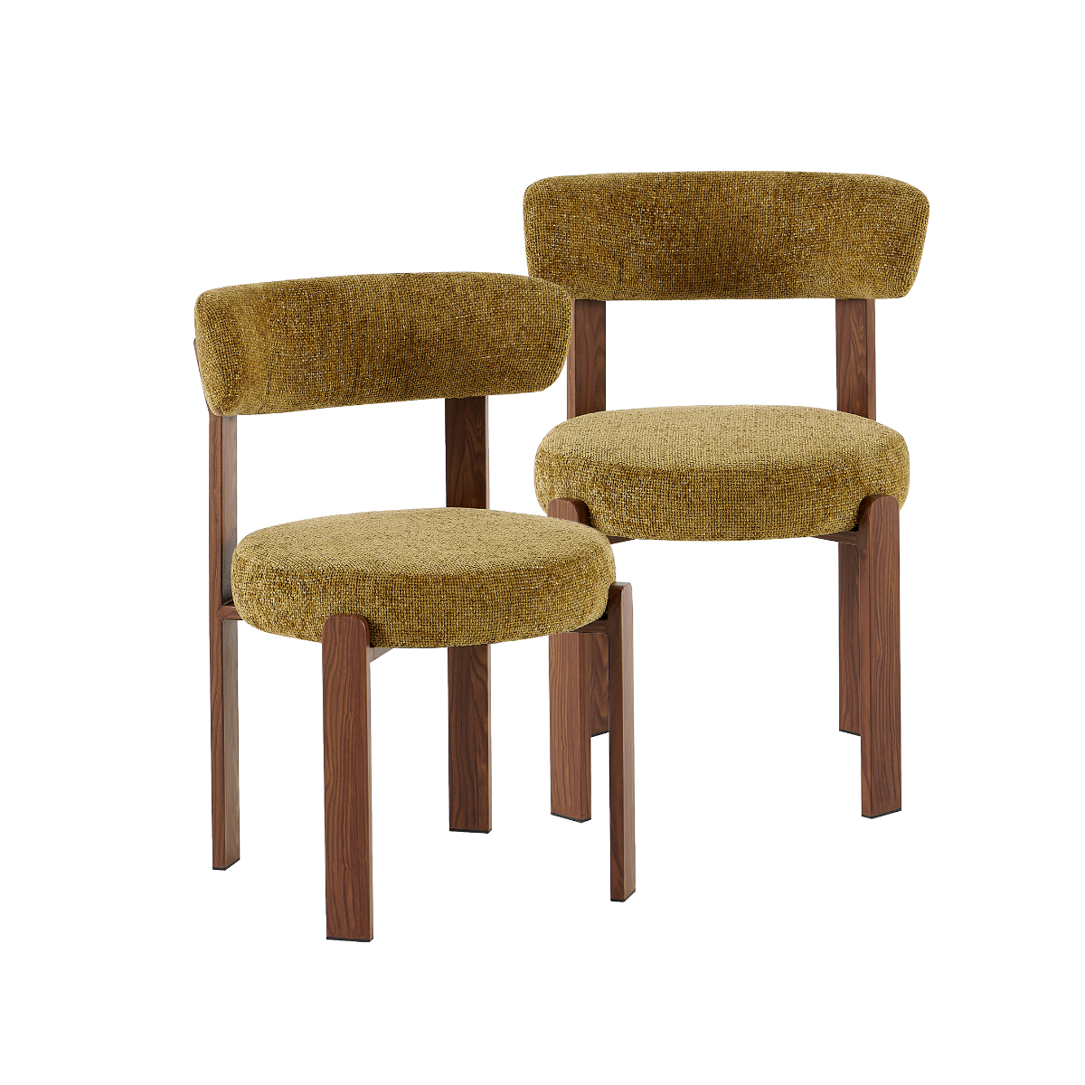 Chaise en tissu kaki et métal effet bois Manon (lot de 2)