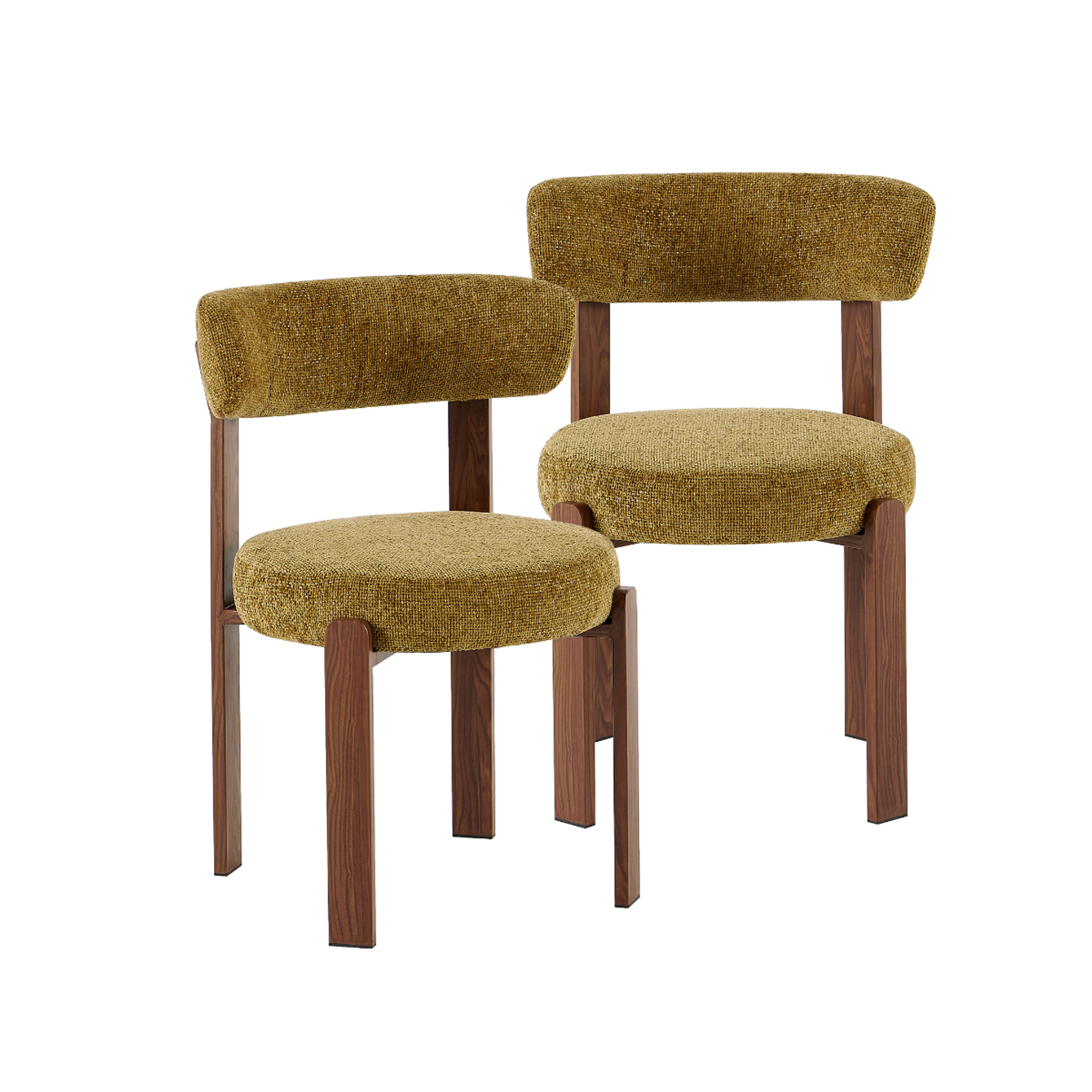 Chaise en tissu kaki et métal effet bois Manon (lot de 2)