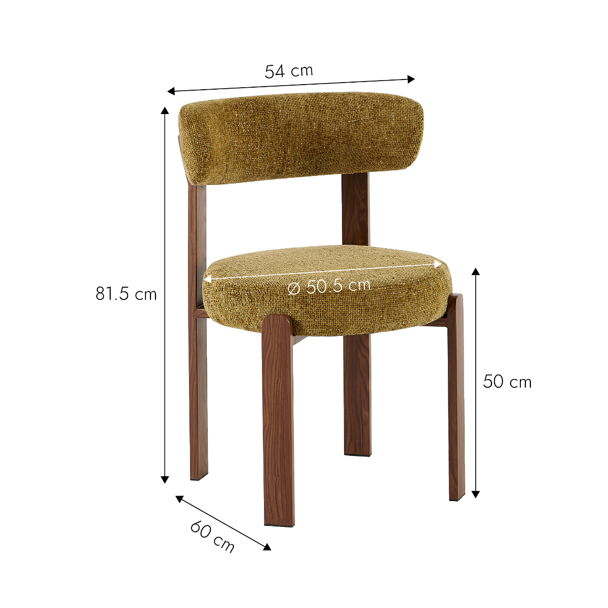 Chaise en tissu kaki et métal effet bois Manon (lot de 2)