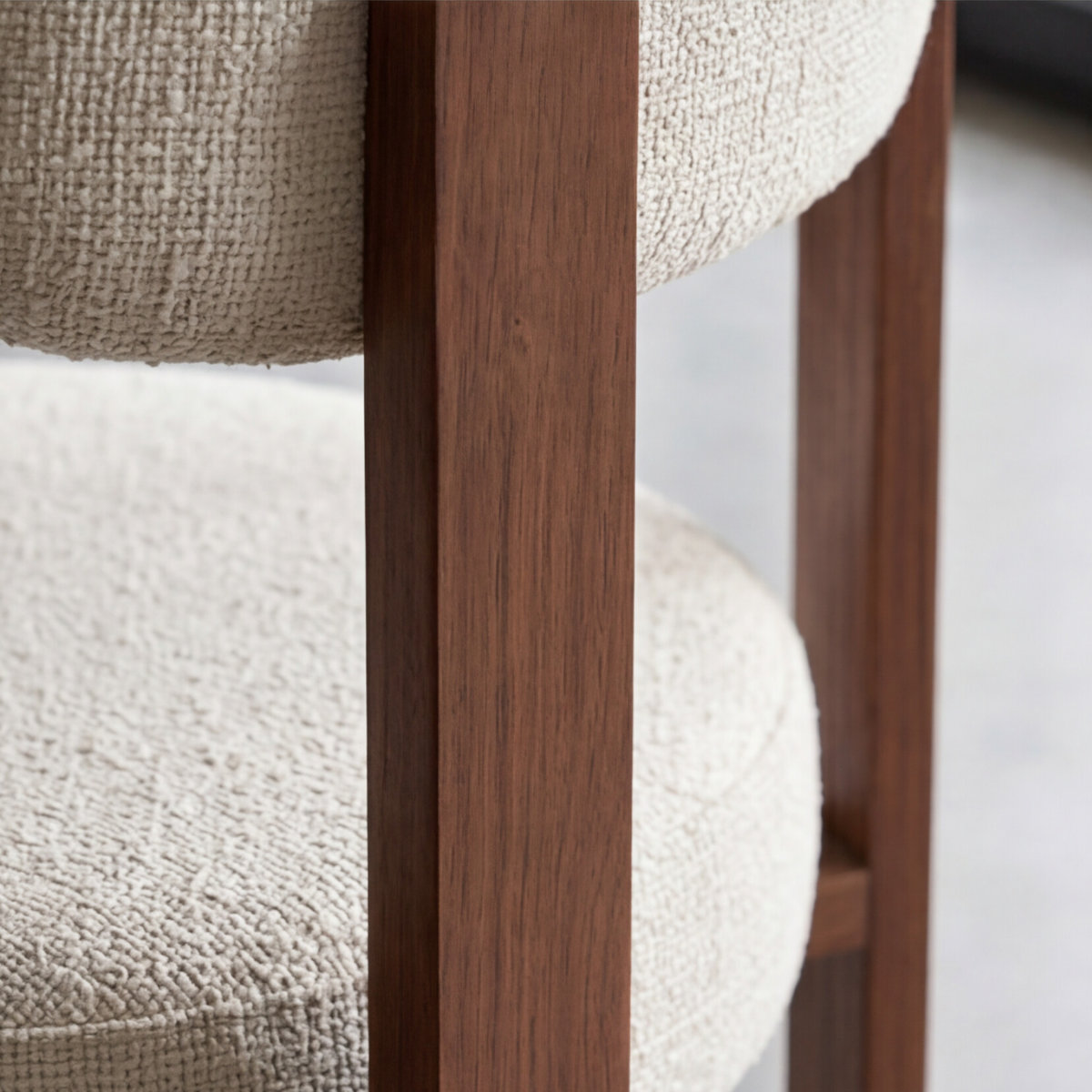 Chaise en tissu écru et métal effet bois Manon (lot de 2)