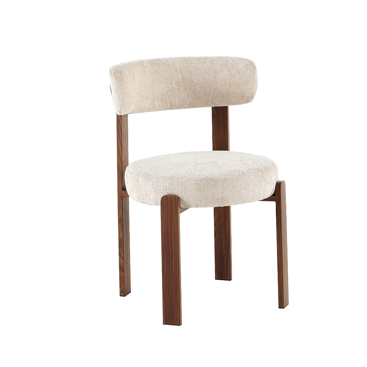 Chaise en tissu écru et métal effet bois Manon (lot de 2)