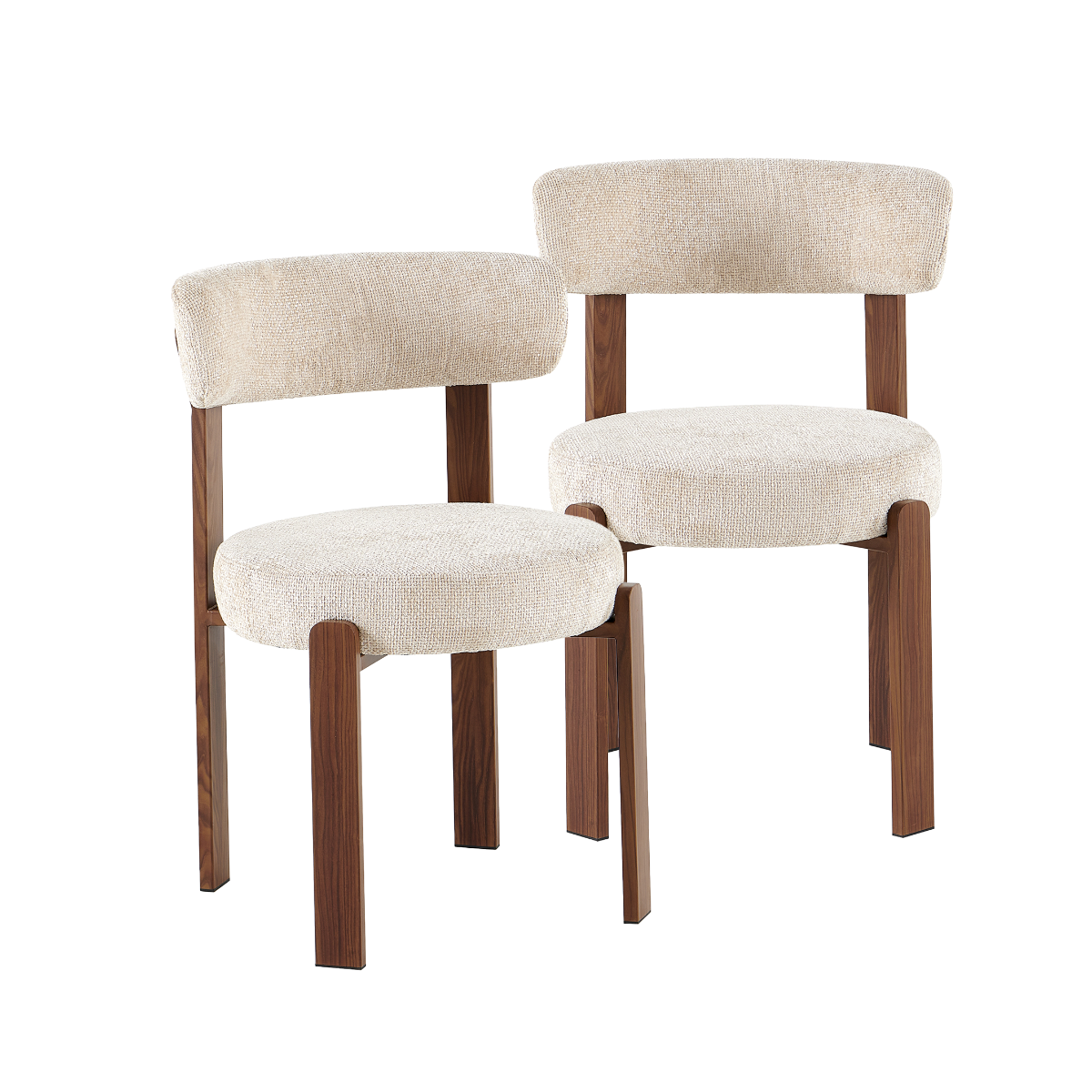 Chaise en tissu écru et métal effet bois Manon (lot de 2)