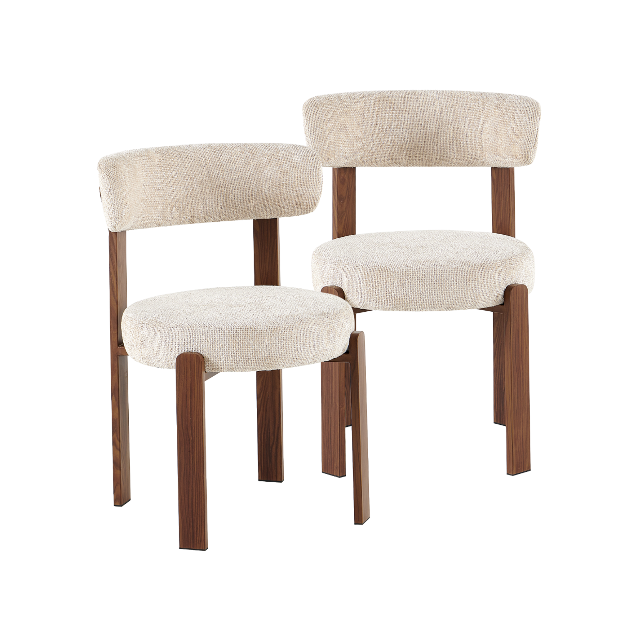 Chaise en tissu écru et métal effet bois Manon (lot de 2)