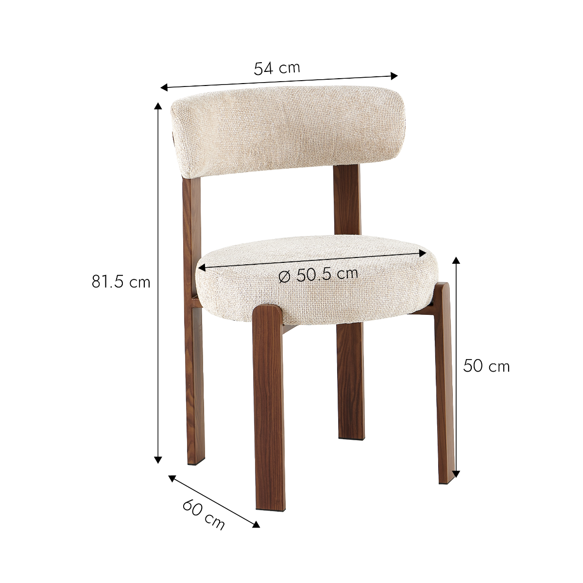 Chaise en tissu écru et métal effet bois Manon (lot de 2)