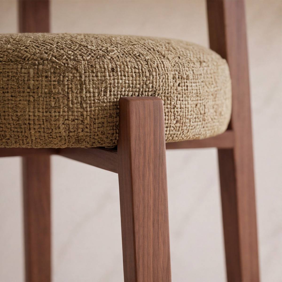 Tabouret de bar en tissu vert et métal effet bois Manon (lot de 2)