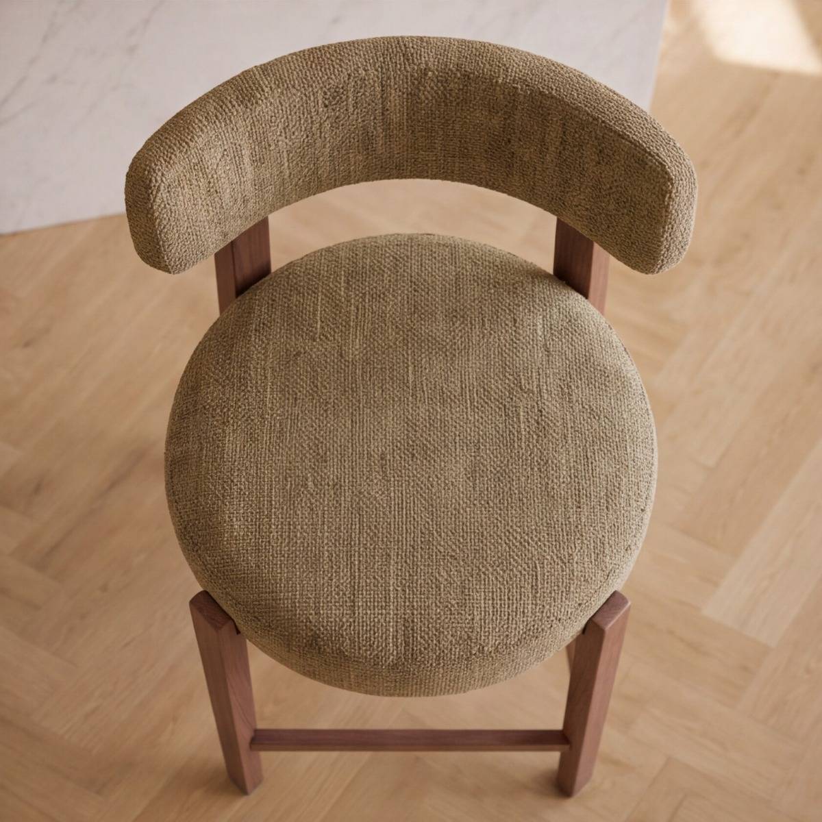 Tabouret de bar en tissu vert et métal effet bois Manon (lot de 2)