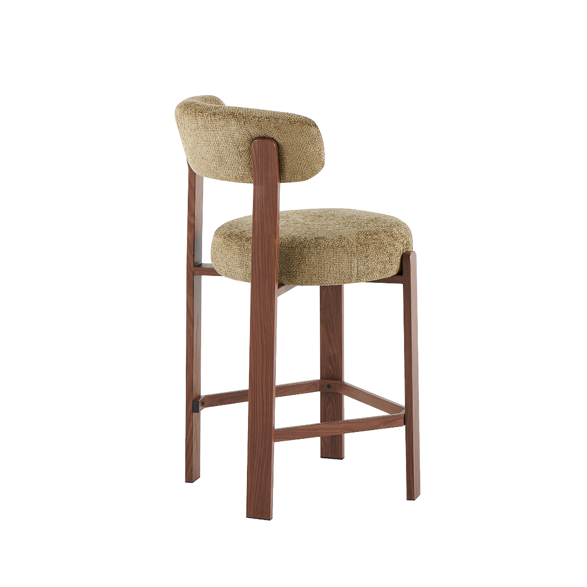 Tabouret de bar en tissu vert et métal effet bois Manon (lot de 2)