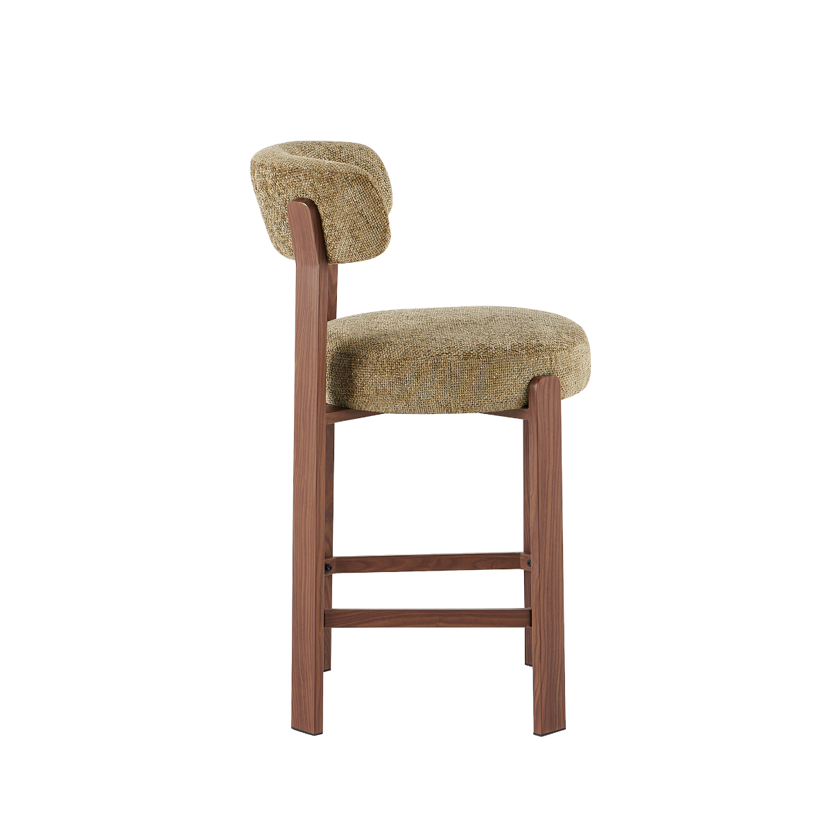 Tabouret de bar en tissu vert et métal effet bois Manon (lot de 2)
