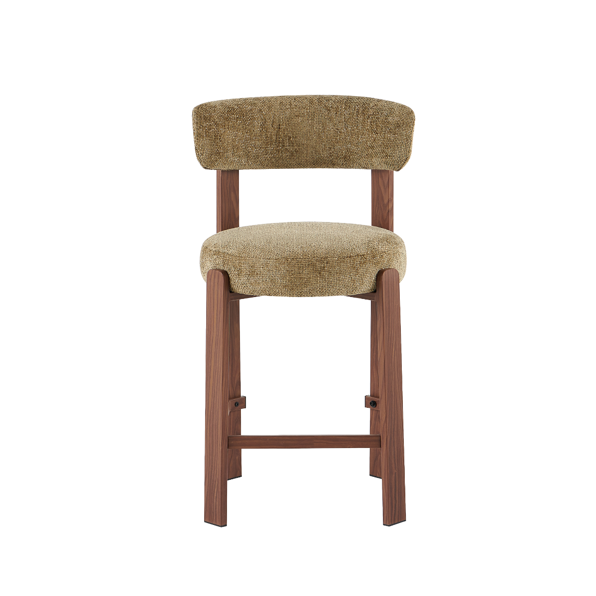 Tabouret de bar en tissu vert et métal effet bois Manon (lot de 2)