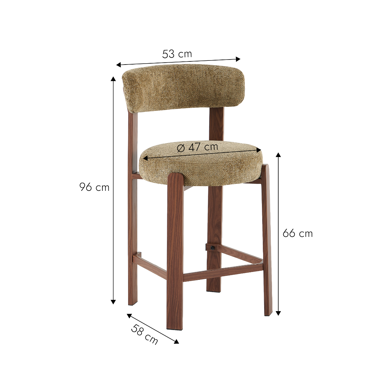Tabouret de bar en tissu vert et métal effet bois Manon (lot de 2)