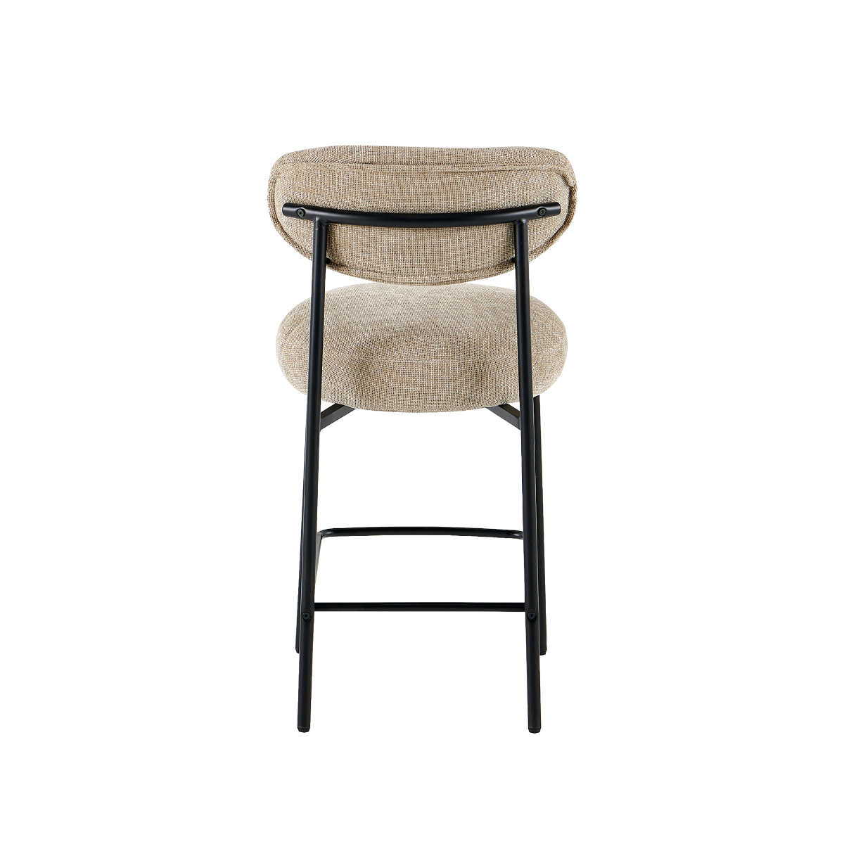 Tabouret de bar en tissu écru et pieds en métal noir Janis (lot de 2)