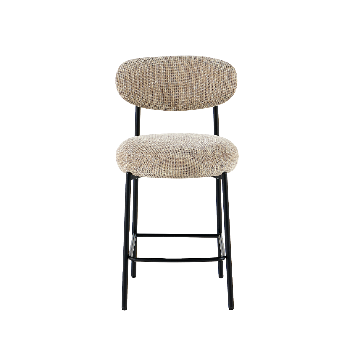 Tabouret de bar en tissu écru et pieds en métal noir Janis (lot de 2)