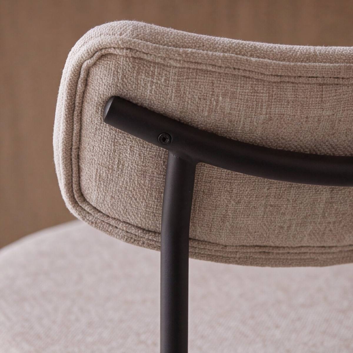 Tabouret de bar en tissu écru et pieds en métal Nila (lot de 2)