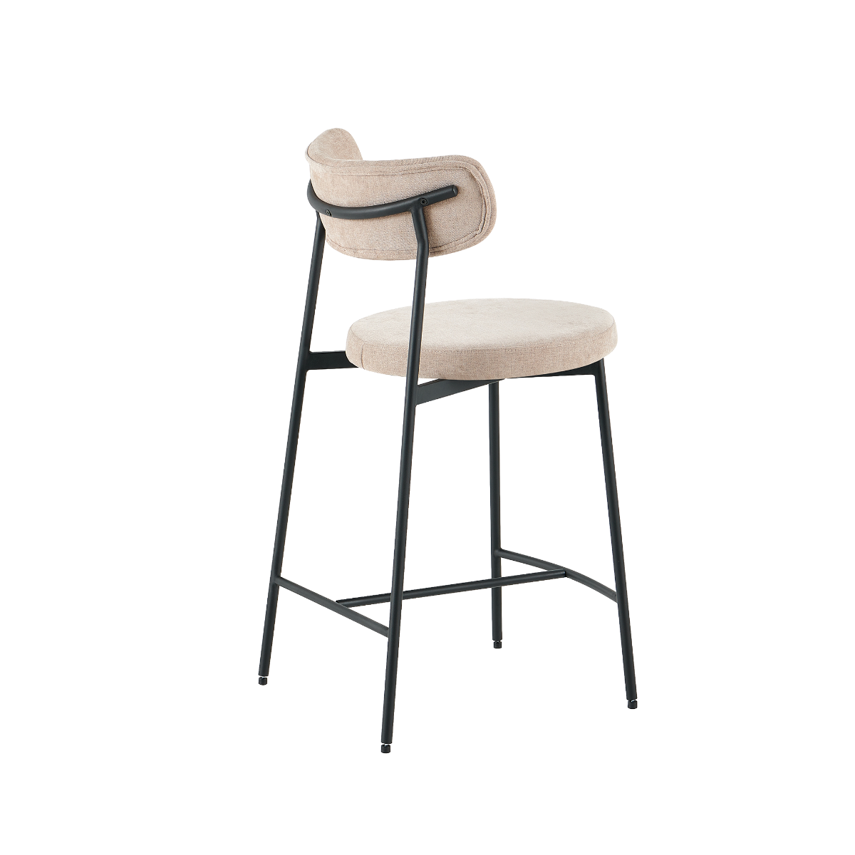 Tabouret de bar en tissu écru et pieds en métal Nila (lot de 2)