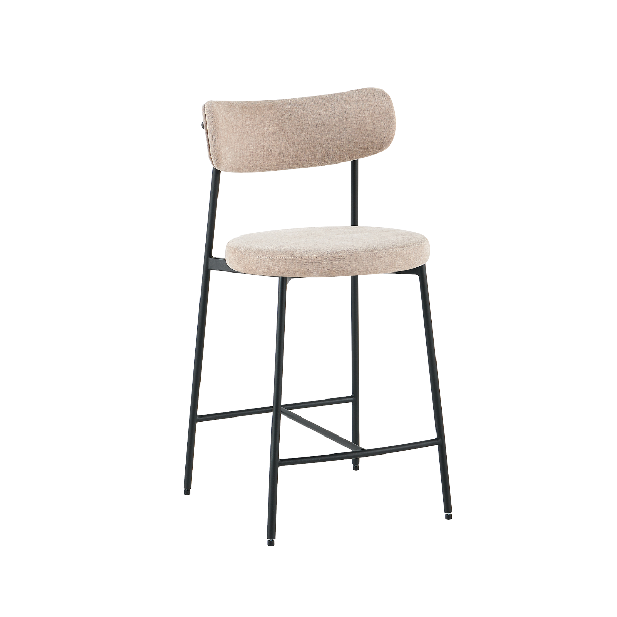 Tabouret de bar en tissu écru et pieds en métal Nila (lot de 2)