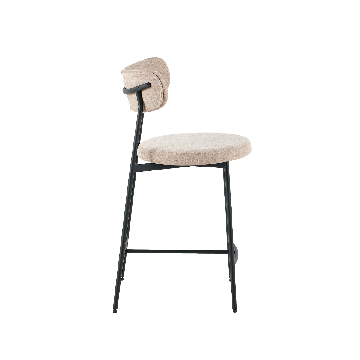 Tabouret de bar en tissu écru et pieds en métal Nila (lot de 2)
