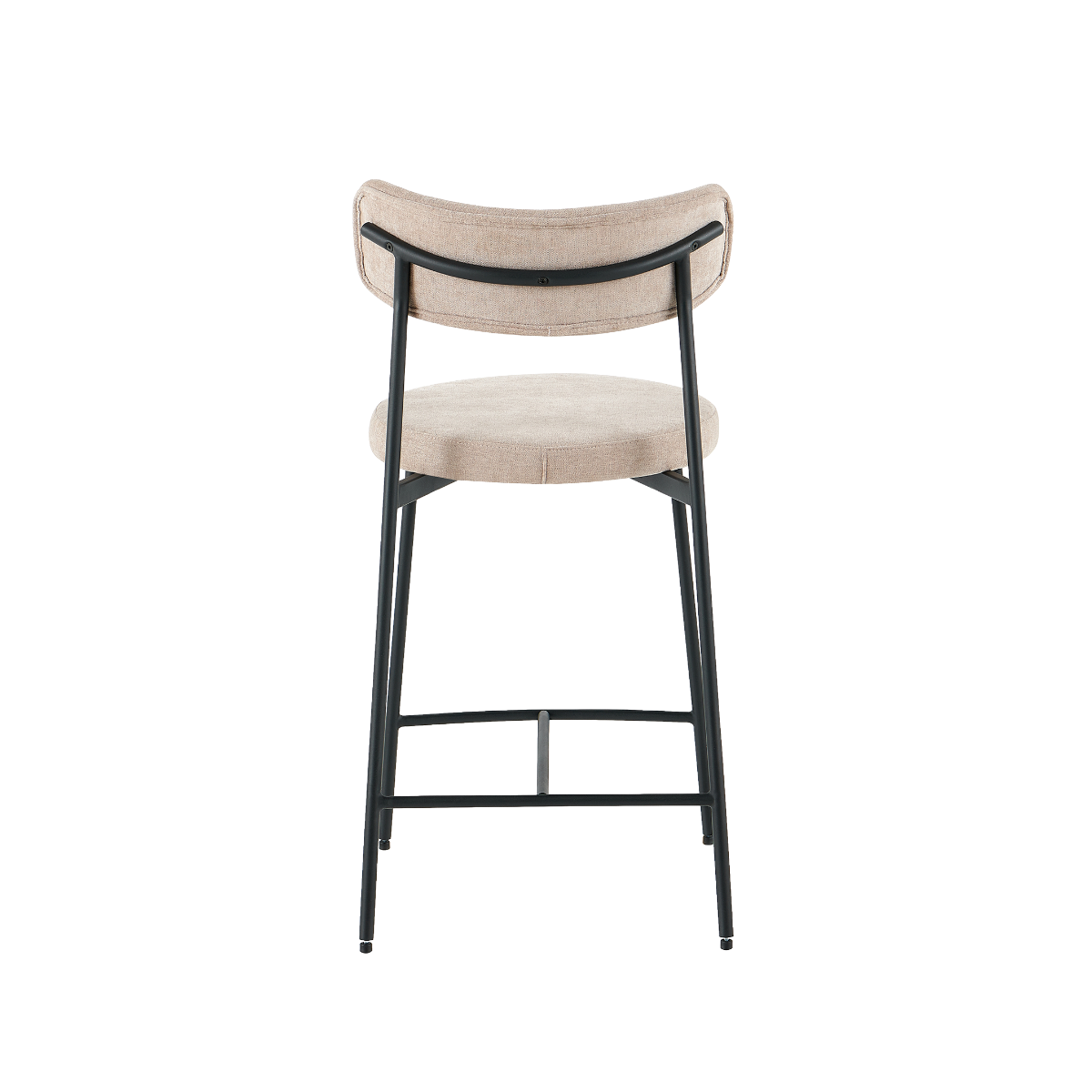 Tabouret de bar en tissu écru et pieds en métal Nila (lot de 2)