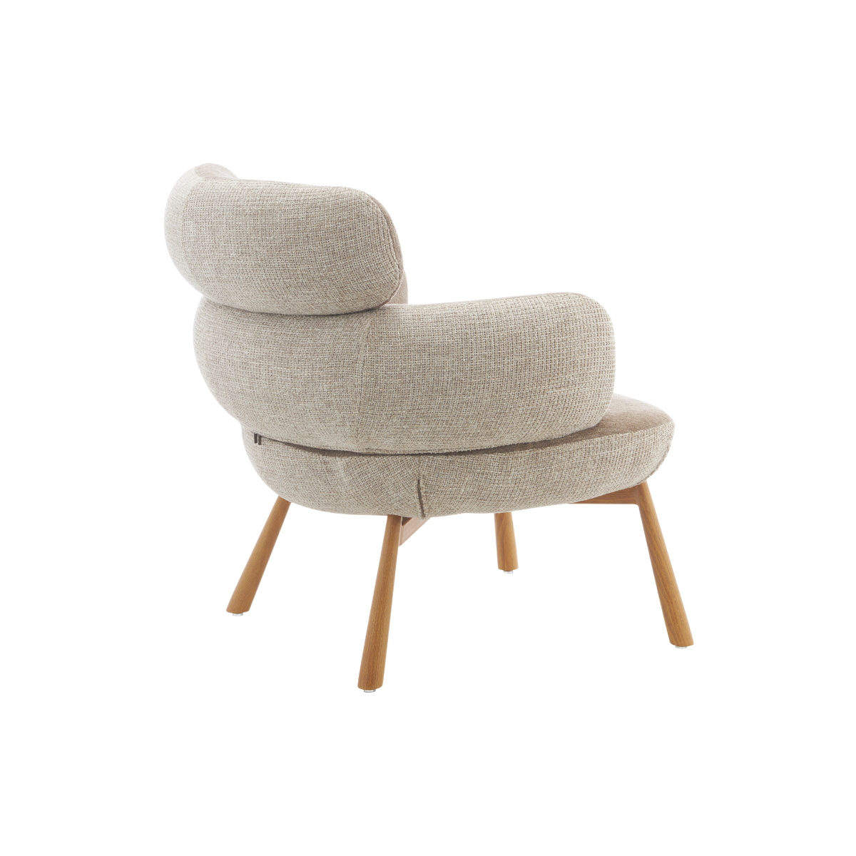 Fauteuil en tissu taupe et pieds en métal effet bois Aléa