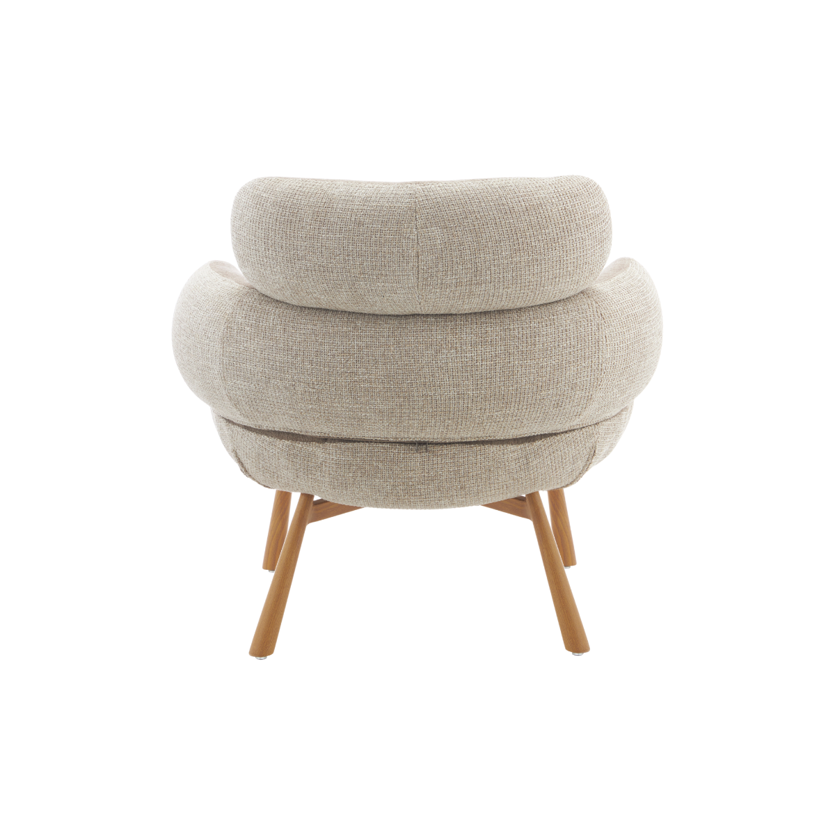 Fauteuil en tissu taupe et pieds en métal effet bois Aléa