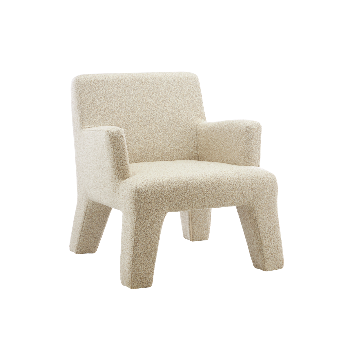 Fauteuil en tissu bouclette écru Kara