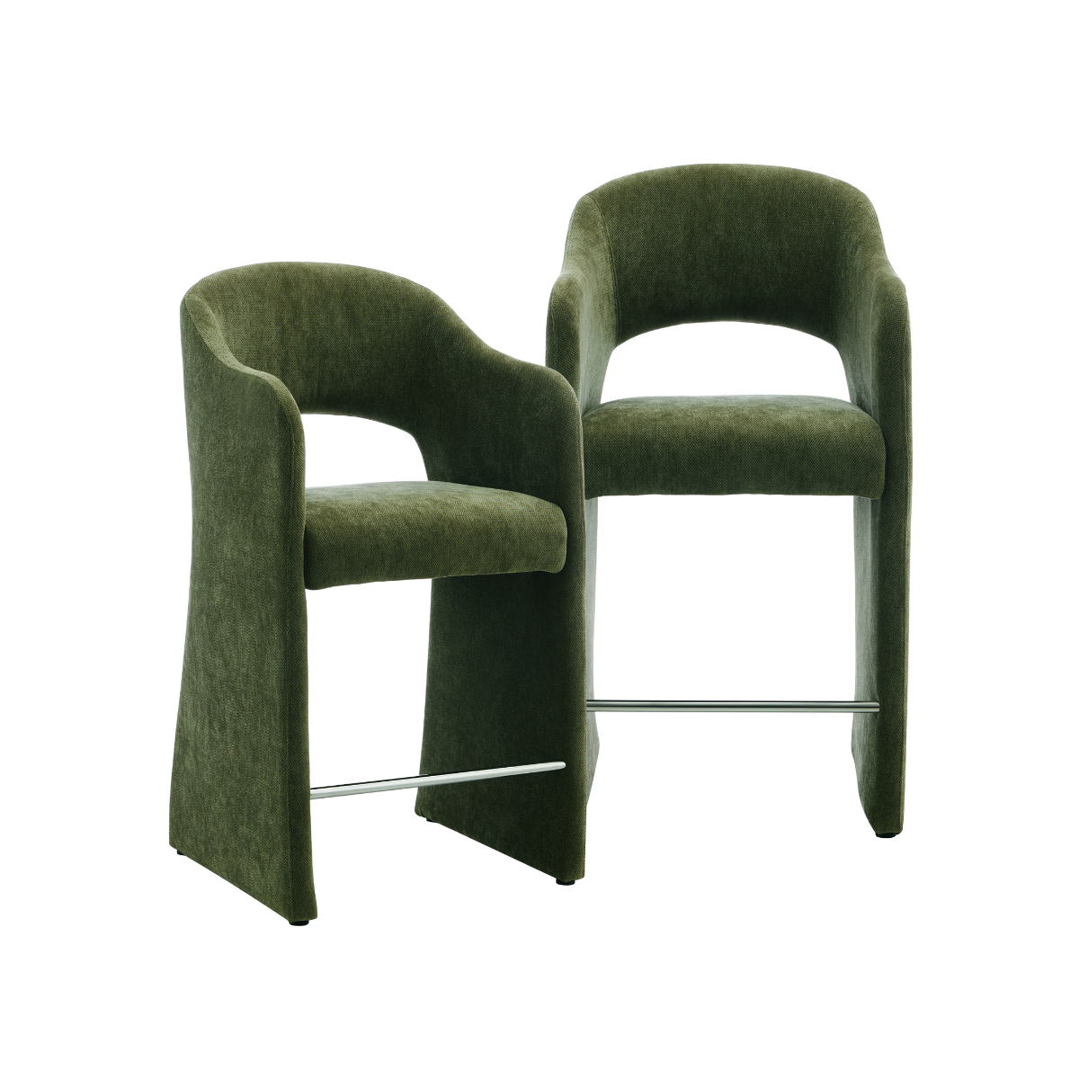 Tabouret de bar en tissu vert kaki Séphira (lot de 2)