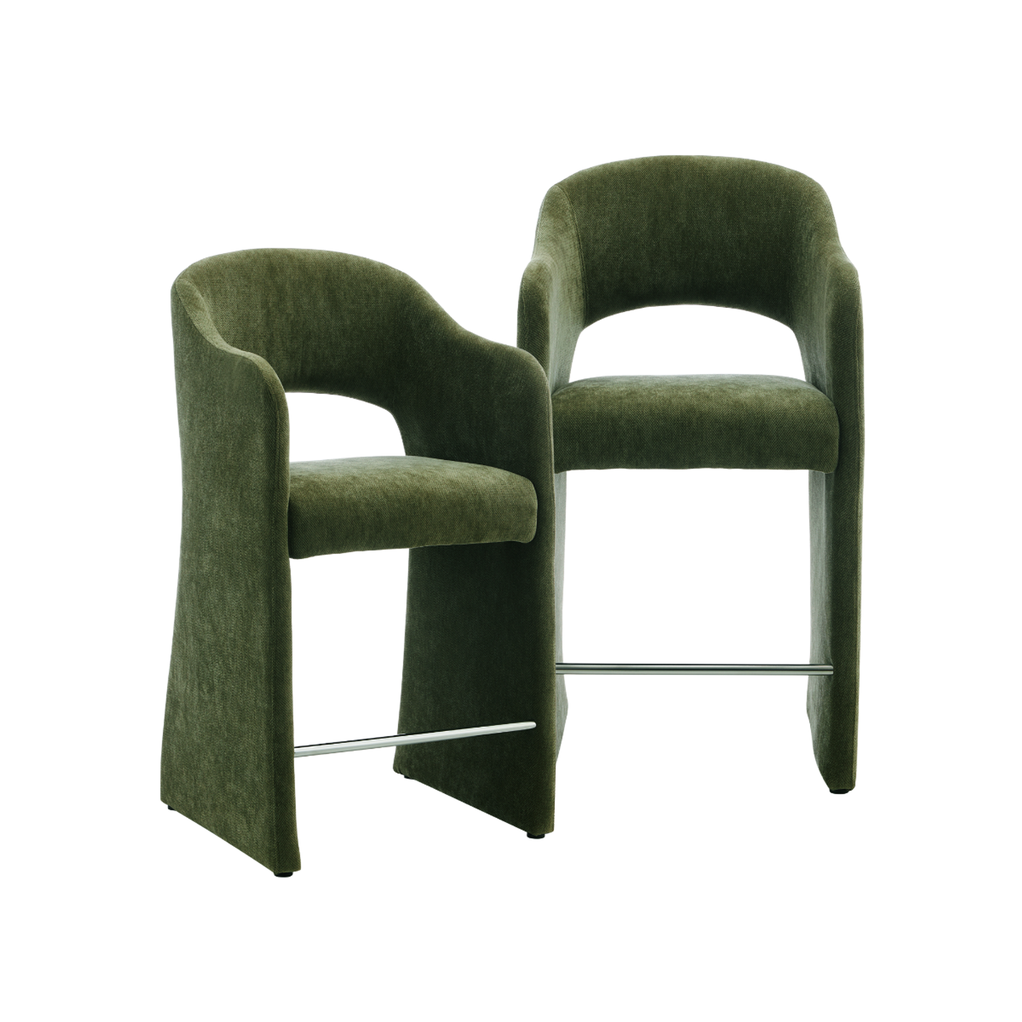 Tabouret de bar en tissu vert kaki Séphira (lot de 2)