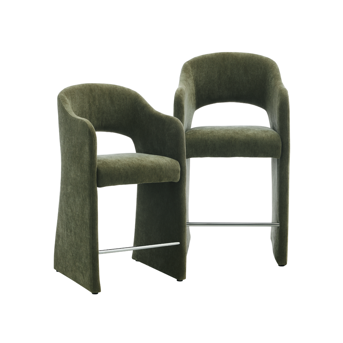 Tabouret de bar en tissu vert kaki Séphira (lot de 2)