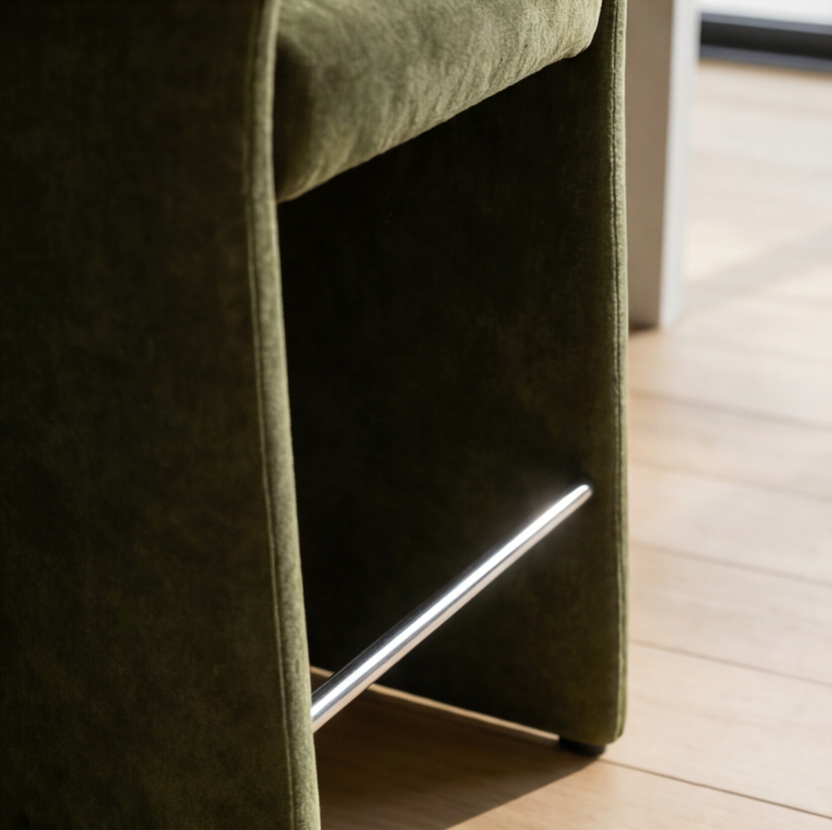 Tabouret de bar en tissu vert kaki Séphira (lot de 2)