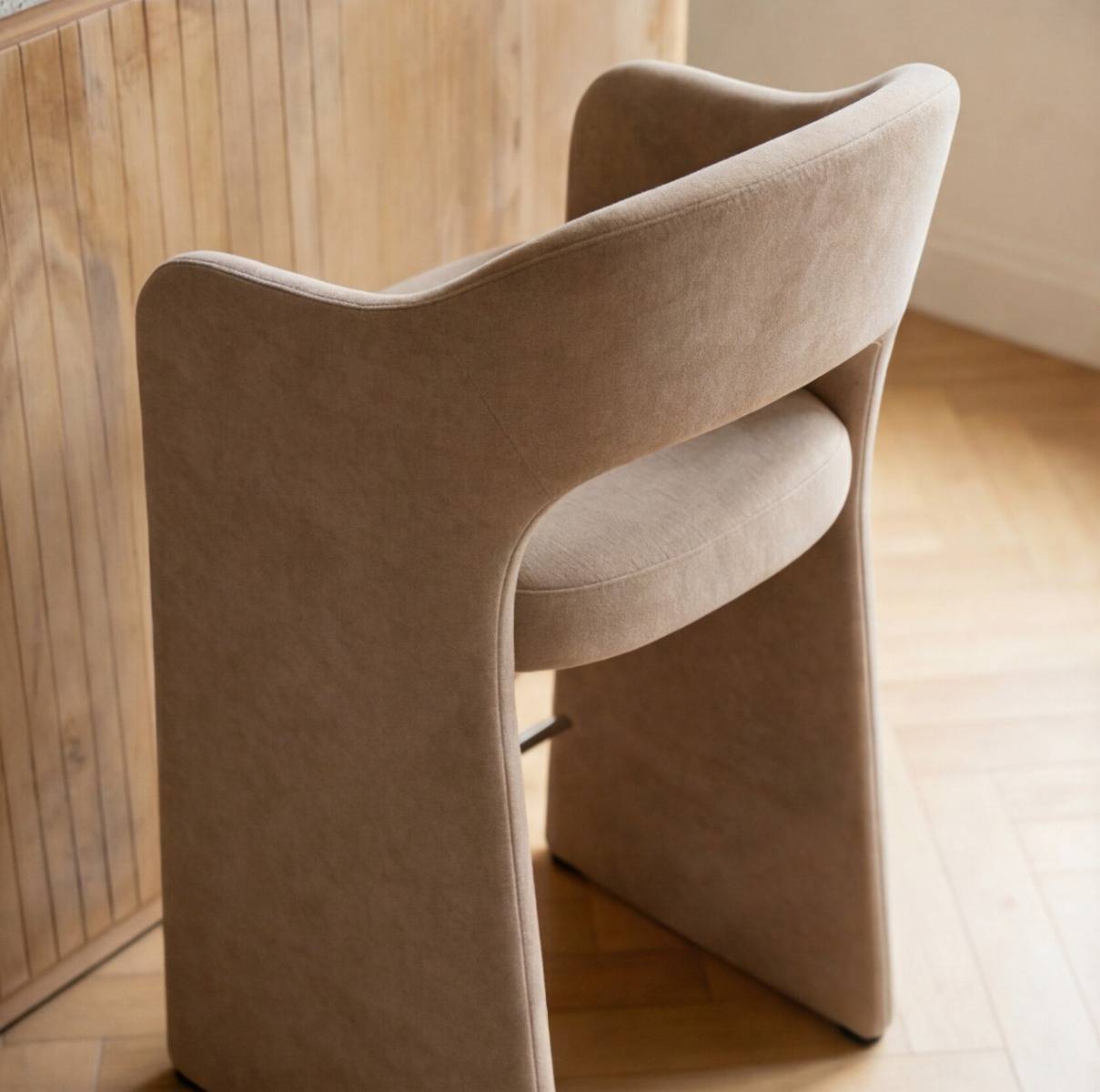 Tabouret de bar en tissu écru Séphira (lot de 2)