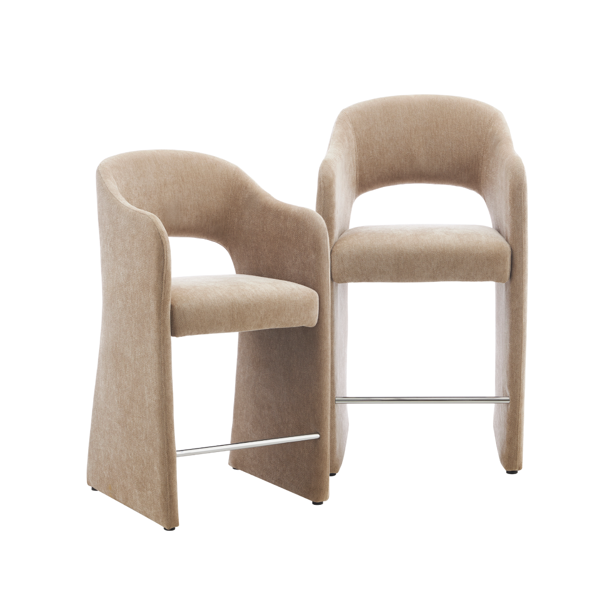 Tabouret de bar en tissu écru Séphira (lot de 2)