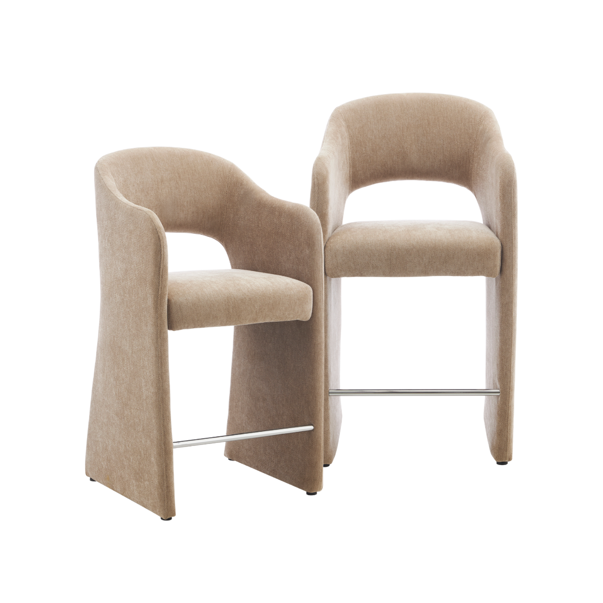 Tabouret de bar en tissu écru Séphira (lot de 2)