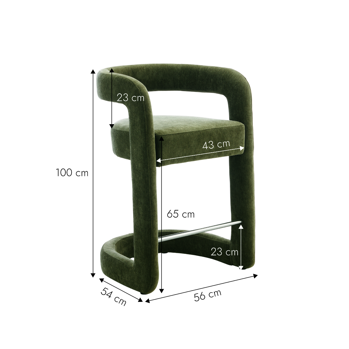 Tabouret de bar en tissu vert Jorah (lot de 2)