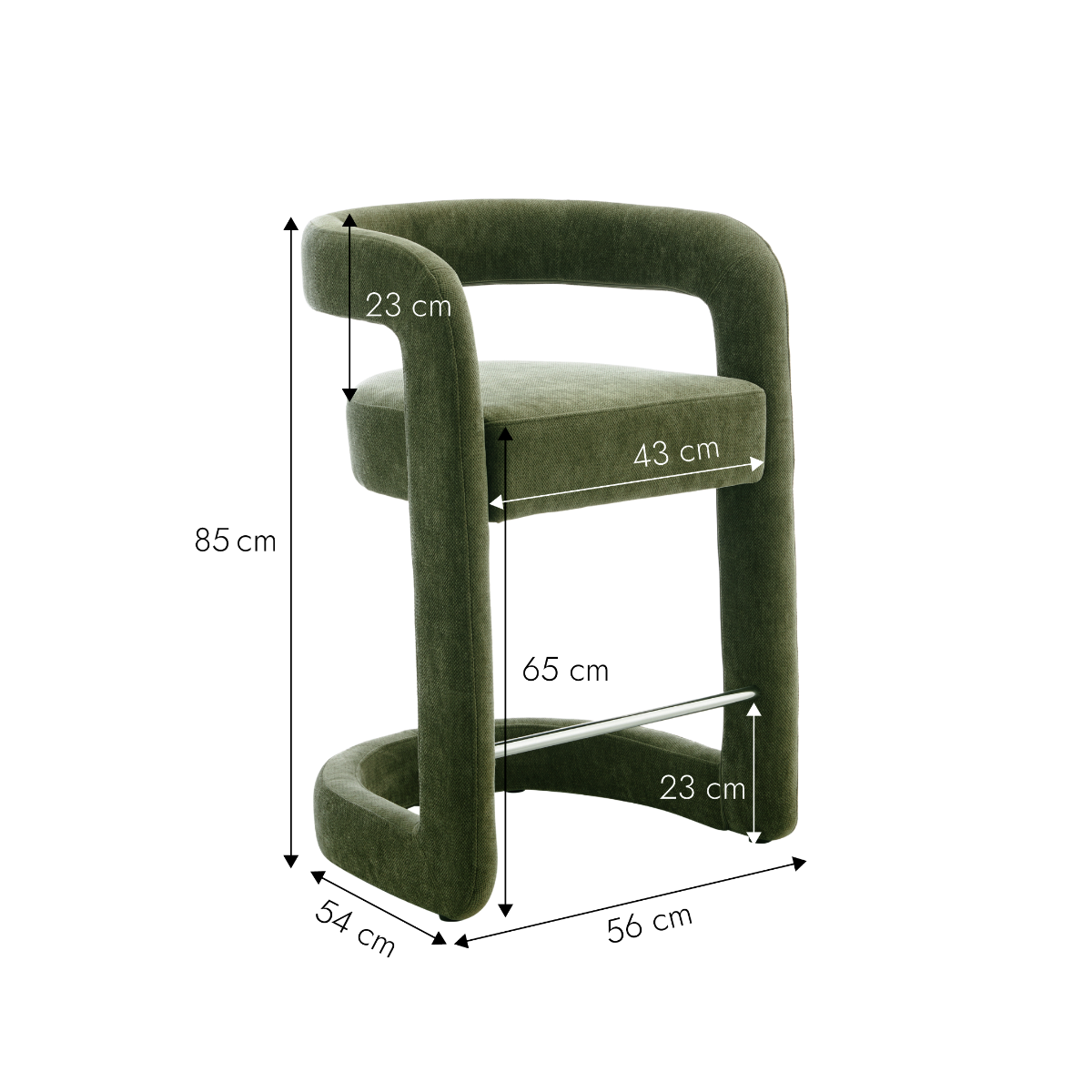 Tabouret de bar en tissu vert Jorah (lot de 2)