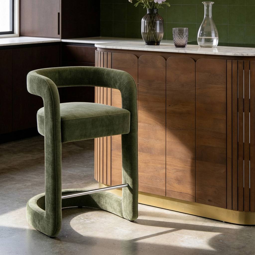 Tabouret de bar en tissu vert Jorah (lot de 2)