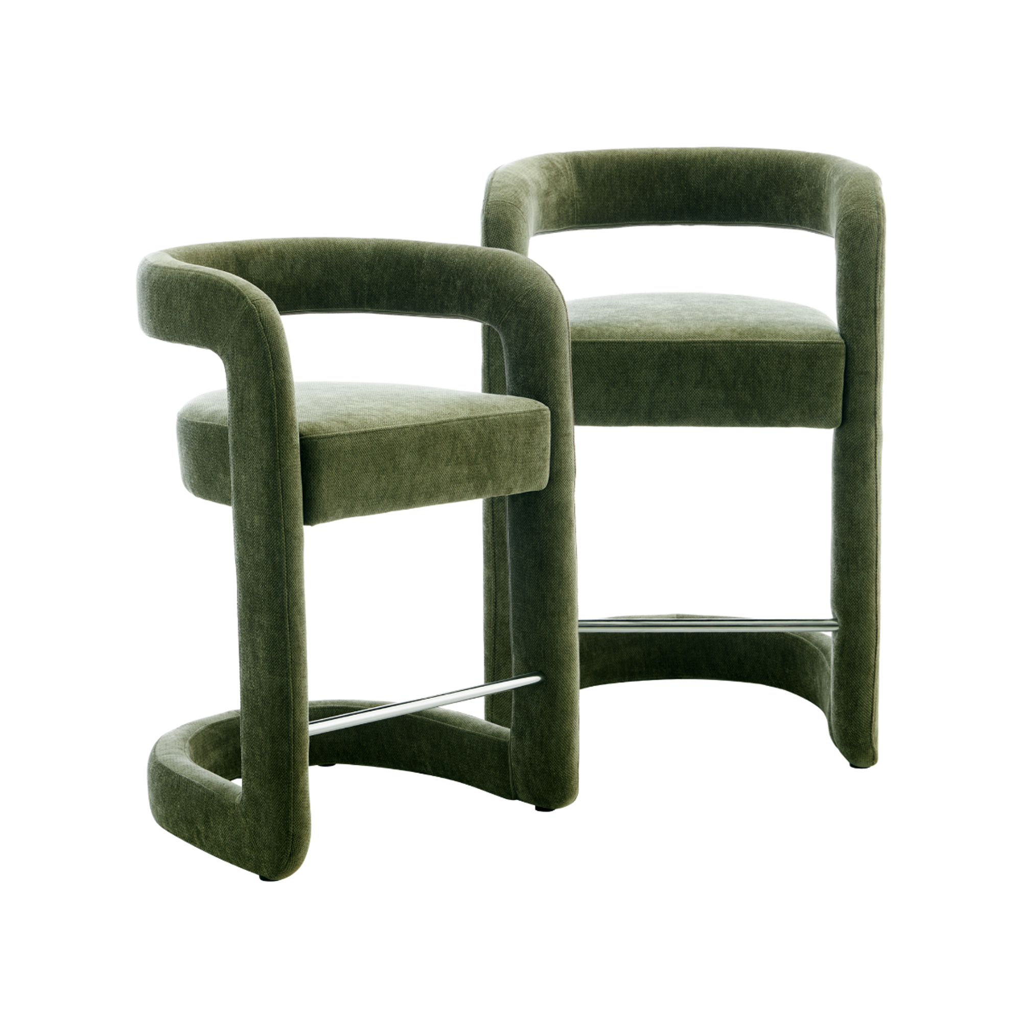 Tabouret de bar en tissu vert Jorah (lot de 2)