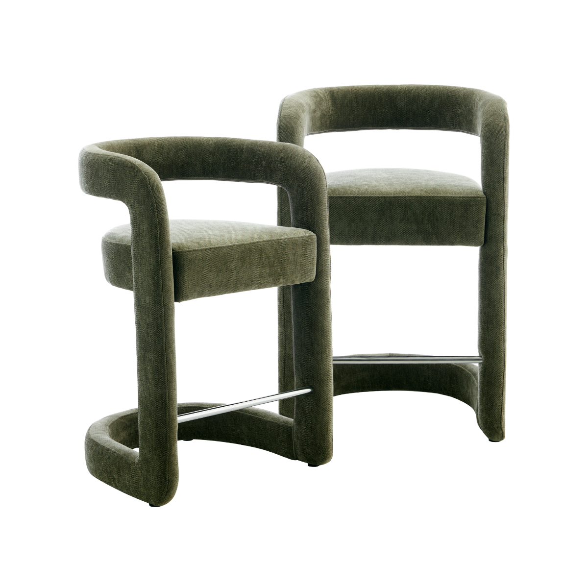 Tabouret de bar en tissu vert Jorah (lot de 2)