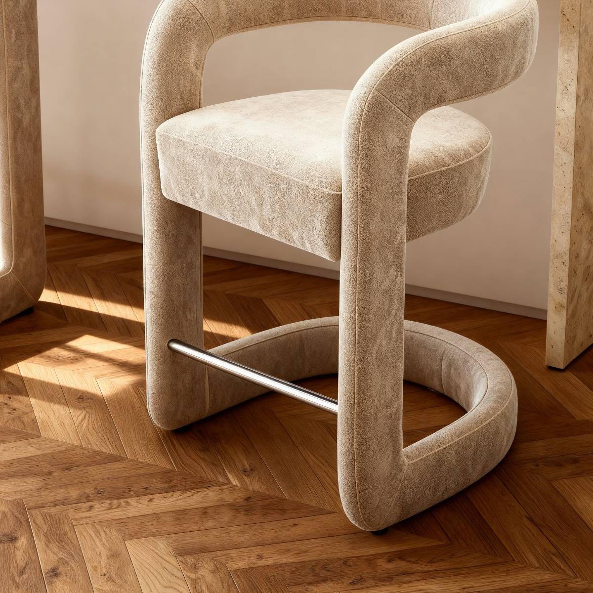 Tabouret de bar en tissu écru Jorah (lot de 2)