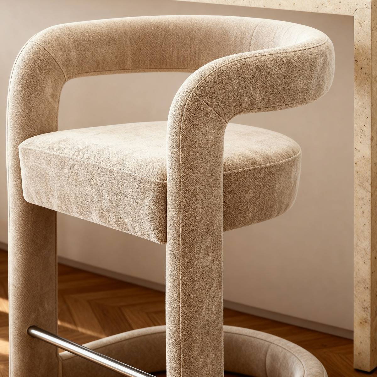 Tabouret de bar en tissu écru Jorah (lot de 2)