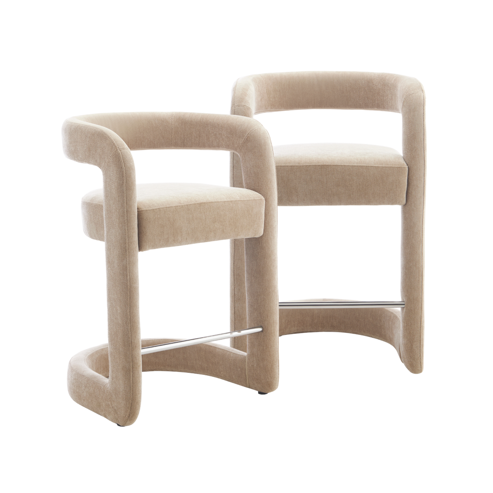 Tabouret de bar en tissu écru Jorah (lot de 2)
