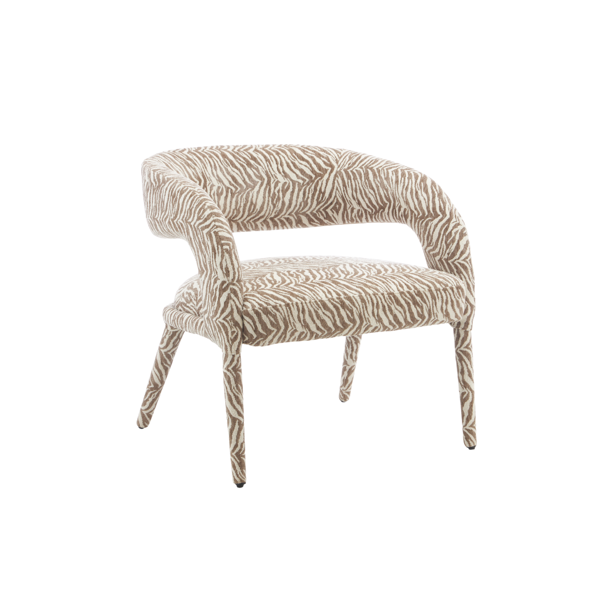 Fauteuil en tissu à motif zèbre Indira