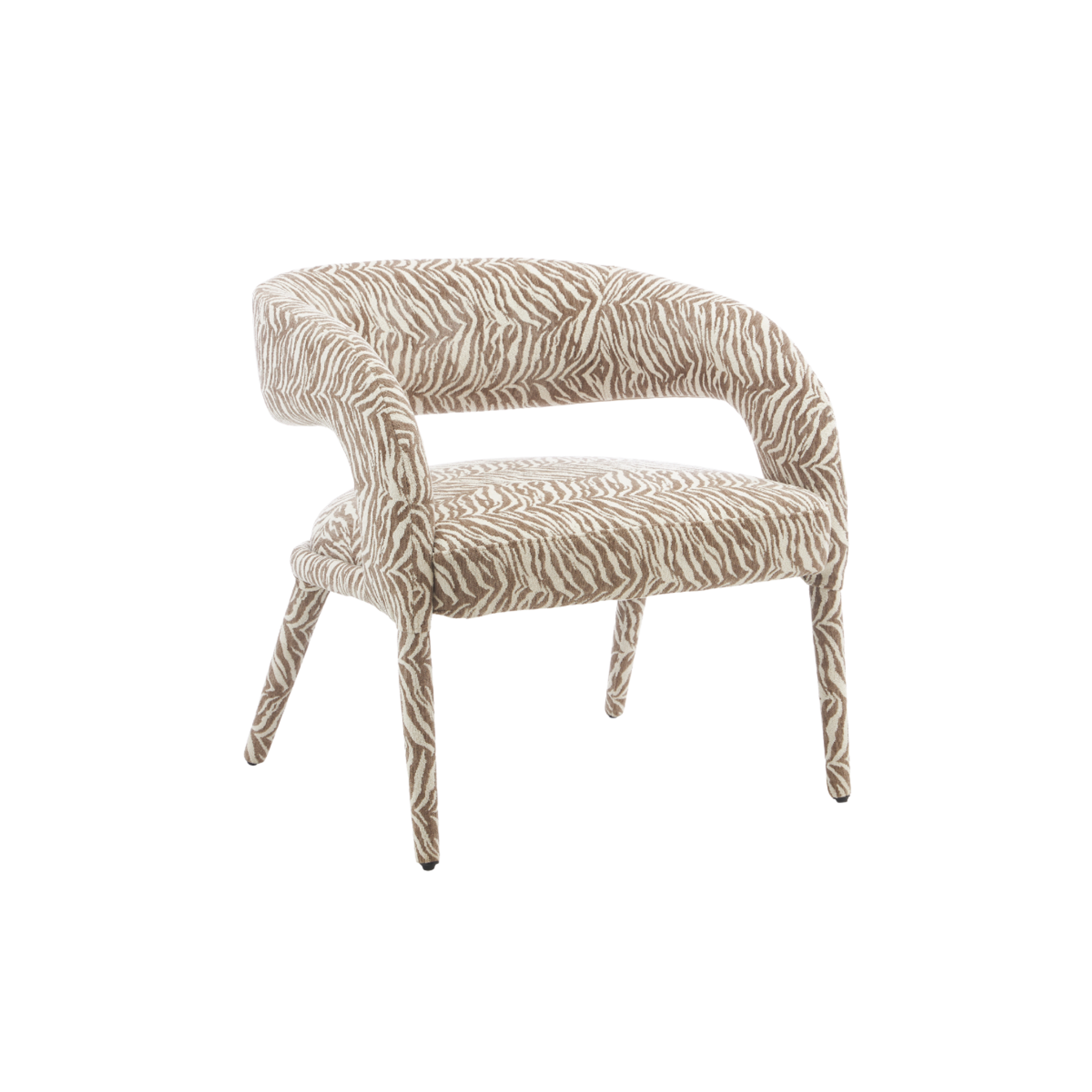 Fauteuil en tissu à motif zèbre Indira